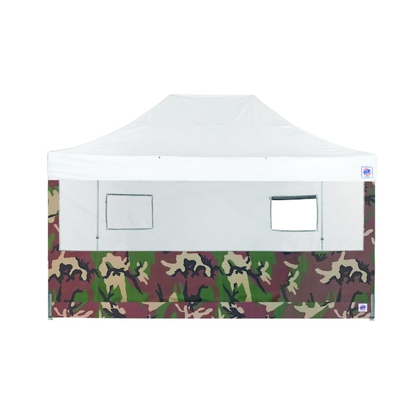 TAA Compliant Food Booth Sidewall with 2 Serving Windows, 15' W x 15' H, Woodland Camo